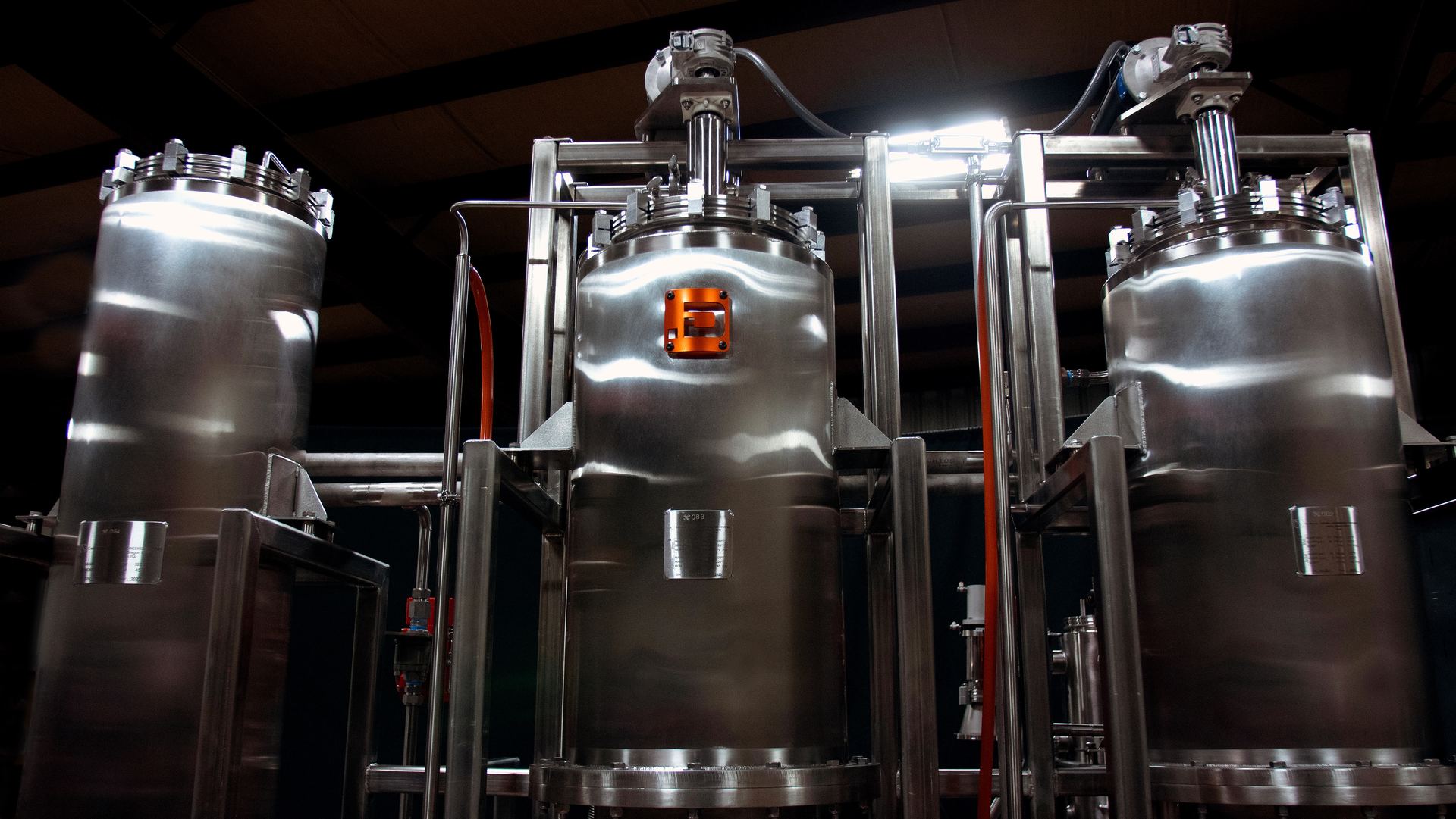 Decimal stainless extraction tanks on the Canby factory floor